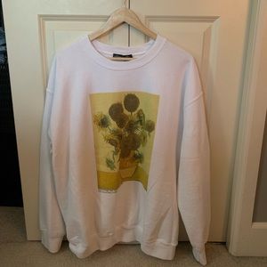 uo van gogh painting white crew neck